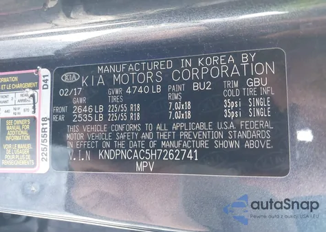 2017 Kia Sportage Ex z USA, uszkodzony, nr VIN KNDPNCAC5H7262741